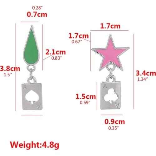 Hisoka Cosplay Earrings Anime Stars Teardrop Poker Drop Earrings A0KD