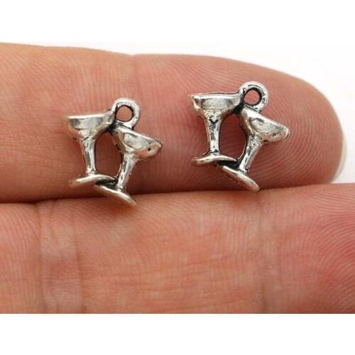 JAKONGO Antique Silver Plated Cheers Cups Charms for Jewelry Making Bracelet Findings DIY Accessories 11x13mm 10pcs/lot