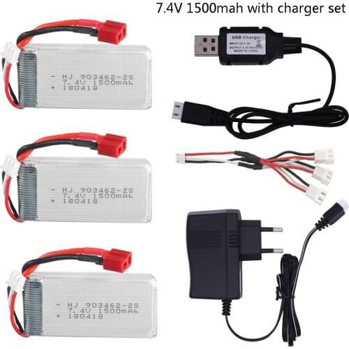 7.4V 1500mAh Li-po battery T plug 903462 with USB Charger for Wltoys V913 L959 L969 L202 K959 RC car TY923 RC quadcopter parts