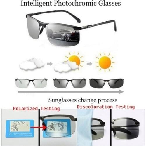 MenS Sunglasses With Discoloration Lens Resin Day And Night Dual-Use UV400 Resistance Driving Glasses Cycling Glasses Oculos