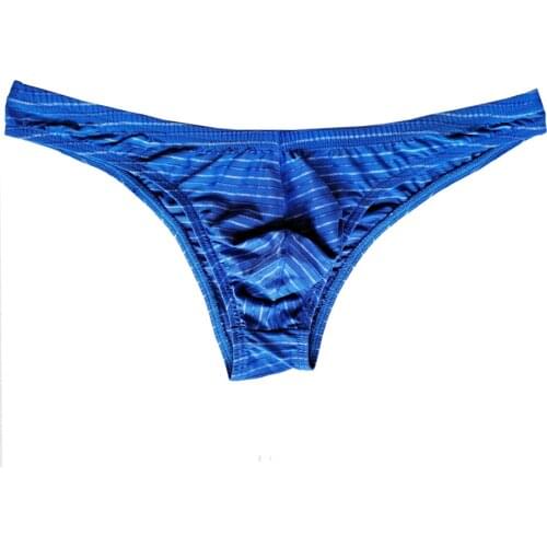 Men Sexy Briefs Stripe Bikini Breathable Soft Underwear Cucea Underpants Man Comfortable Gay Pants Cueca Male Panties C903-1