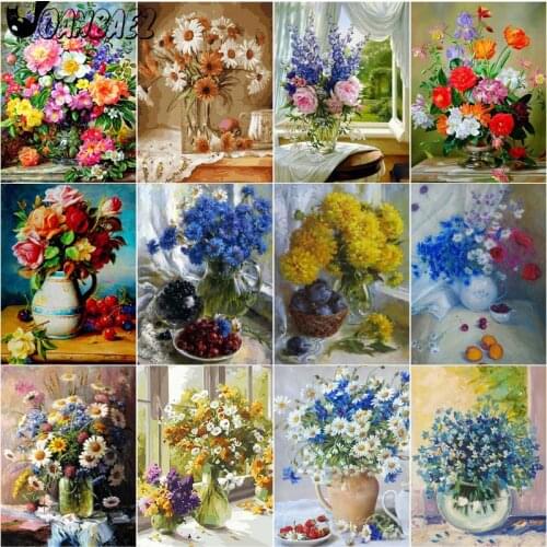 Vase Diamond Painting Cross Stitch Embroidery Daisy Digital Mosaic Kit Handmade Home Decoration Accessories