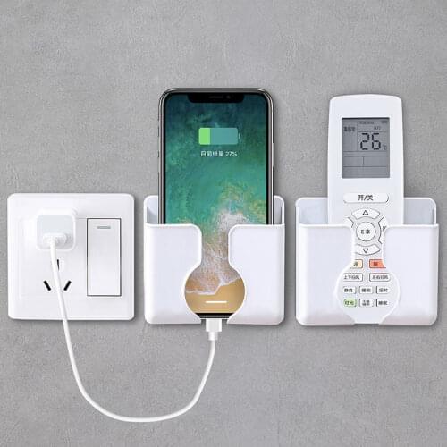 1PC Wall Mounted Organizer Storage Box Remote Control Air Conditioner Stand Holder Mobile Phone Plug Holder Storage Organization