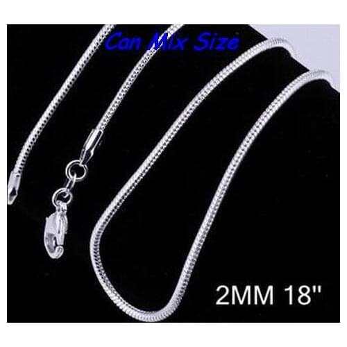 Fh45dg free shipping 18 inch Silver plated Jewelry Link Snake Necklace Chains With Lobster Clasps For Pendant