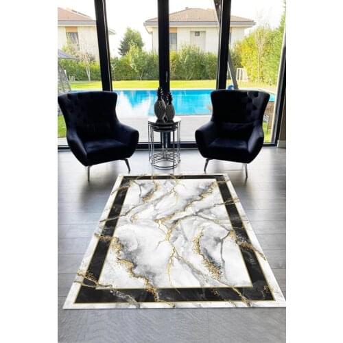 Gray Color Marble Pattern Non Slip Leather Floor Decorative Living Room Carpet