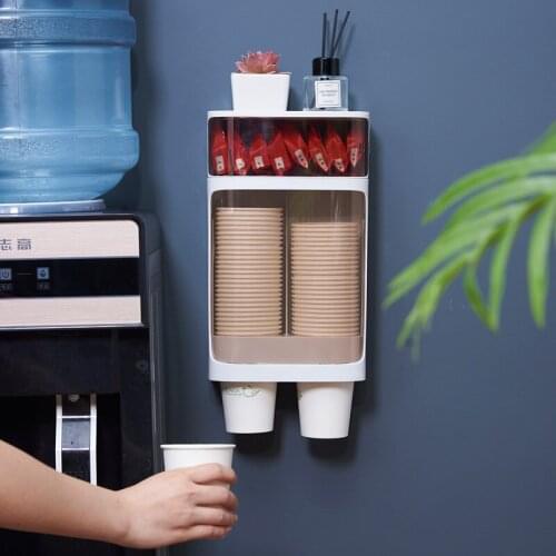 Disposable Paper Cup Holder Household Double Cylinder Automatic Cup Taker Restaurant Wall Hanging Paper Cup Holder Storage Rack