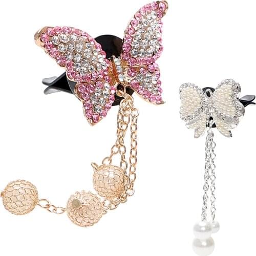 Pendant Car Air Vent Perfume Air Freshener Car-styling Cute Butterfly Shape Artificial Crystal Solid Fragrance