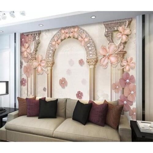 Custom wallpaper 3D European pattern Roman column jewelry Pearl sofa background walls 5d decorative wallpaper 8d mural
