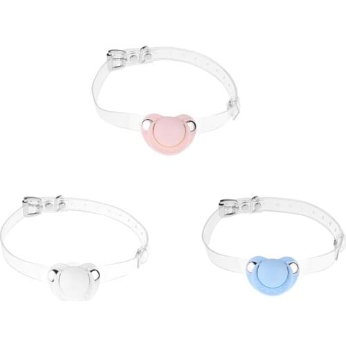 Adults Transparent PVC Straps SM Toys Sissy Femme Buckled Head Harness Belt with Silicone Baby Pacifier Gag for Lover Couples