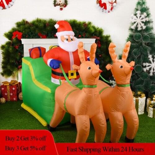 Christmas Inflatable Santa Reindeer Sleigh Outdoor Decoration LED Lights-Cute And Fun Christmas Yard Lawn Decoration