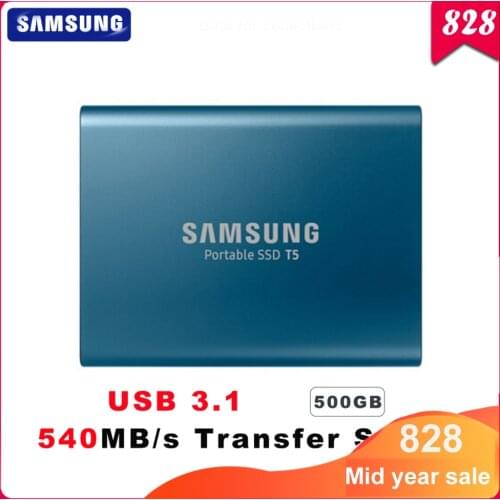 100% Original Samsung T5 portable SSD 500GB USB3.1 External Solid State Drives USB 3.1 Gen2 and backward compatible for PC
