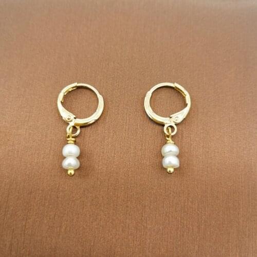Mini Freshwater Pearls Earrings 14K Gold Filled Vintage Pendientes Elegant Boucles d'oreilles for Women Gift 11mm Hoop Earrings