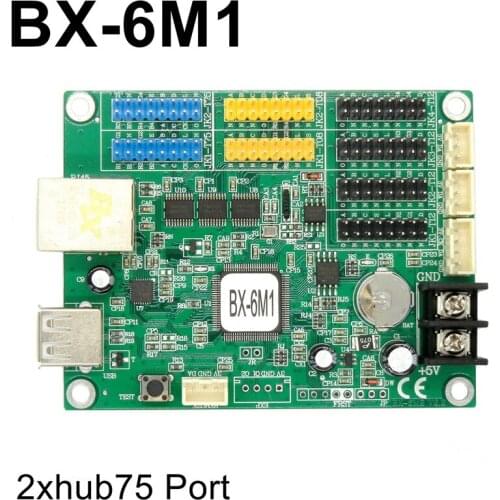 BX-6M1 rj45 ethernet network +usb port led control card 512*64 pixels 2*hub75e port for single/dual/ full color led moving sign