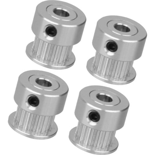 4 Pieces 20T 5mm Bore 2mm Pitch Stainless Steel Timing Belt Pulley - Used In Mechanical Drive and 3D Printer