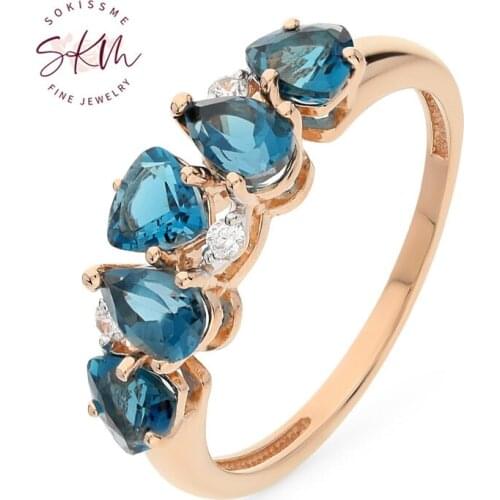 SKM Vintage rings 14k rose gold topaz rings for women Engagement rings designer Promise Luxury Fine Jewelry