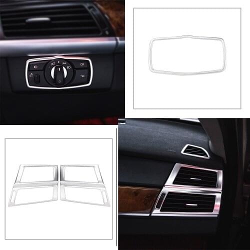 Car Styling interior Buttons panel frame Decoration Covers Trim Stickers For BMW x5 x6 e70 e71 stainless steel Auto Accessories