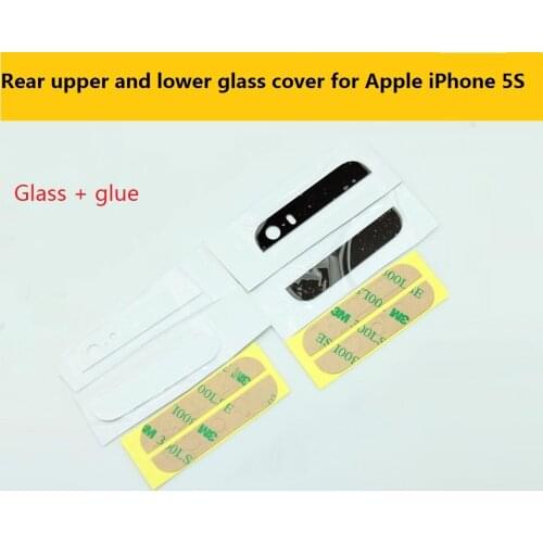 Premium quality back cover Rear upper and lower glass cover for Apple iPhone 5 5S glass case with 3M glue Replacement parts