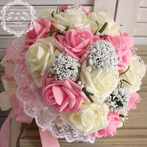 Bridal silk flowers for wedding Simulation Korean bride holding bouquet of roses bouquet