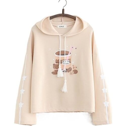 2021 Spring Autumn NEW Cute Cat Print Cotton Sweatshirts Student Girl Thin Long Sleeve Hoodies Harajuku Pullover 2112986