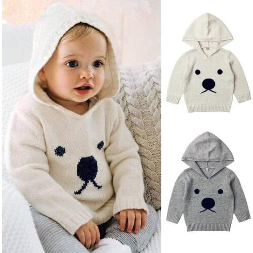 Knitted Sweater for Newborn Baby Boys Girls Clothes Infant Cartoon Bear Outerwear Toddler Hooded Sweater for Baby 6M 12M 2T 3T
