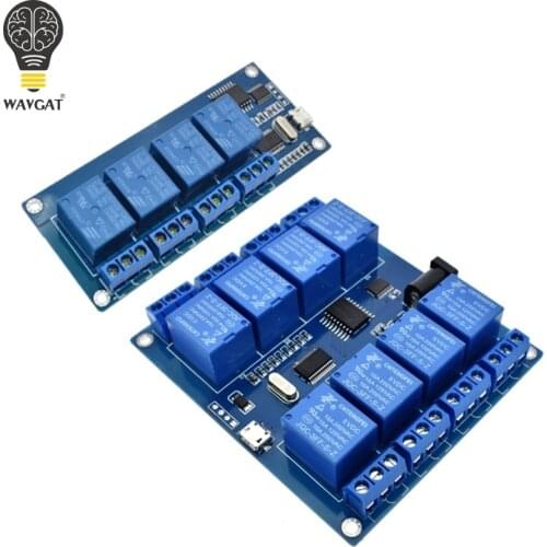WAVGAT DC 5V 10A 4 8 Channel Relay Module Micro USB Board With Indicator PC Upper Computer ICSE014A Software Control