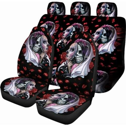 Aimaao Woman Skull Skeleton Car Seat Cover Protector Cushion Premium Covers for Fits Most Cars Truck SUV Van For Suzuki K2 3