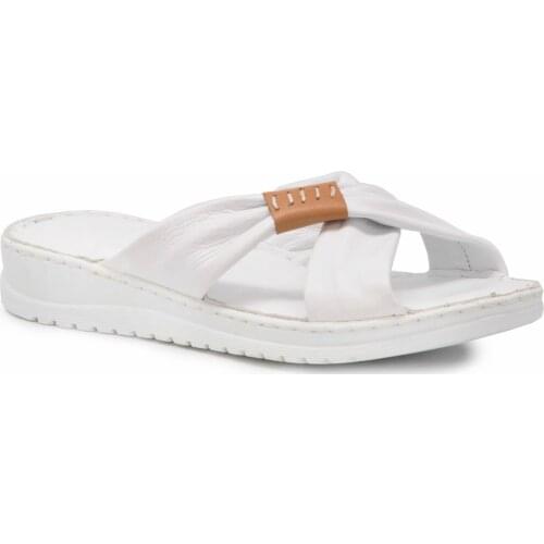 Gedikpasalı Asy 707 White Female 2021 Summer Slippers Orthopedic Genuine Cow Leather Soft Elevator Filler Daily Casual Use Hiking