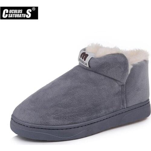 Cuculus Woman Snow Boots Ankle Boots Slip-on Warm Cotton Plush Fur Suede Shoes Flat Heels Botas Mujer Shoes Large Size 43 1039