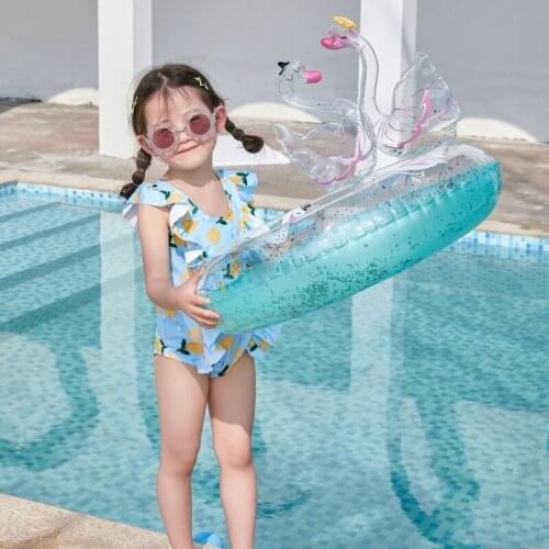 1 pcs Sequined swan ring swimming ring childrens inflatable seat rollover prevention baby swimming ring underarm ring