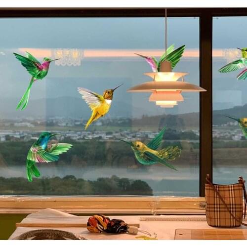 12pcs Bird Static Glass Sticker Bird Anti-collision Warning Sticker Colored PVC No Glue Removable 3D Window Film decoration