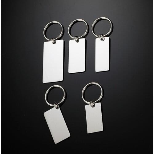 3Pcs/Lot Stainless Steel Mirror Polish Rectangle DIY Blank Bar Tags Key Ring Key Chain For Jewelry Findings Gifts
