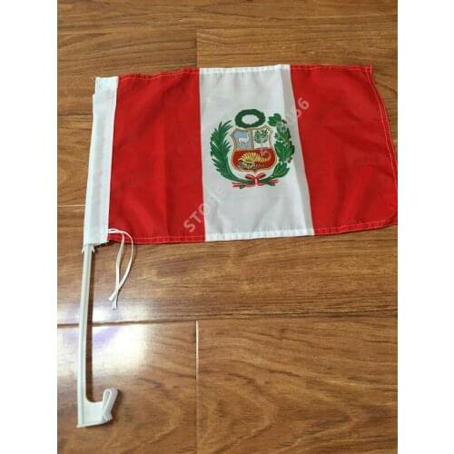 30x45CM Peruvian Peru window Car flag polyester Car decoration with flagpole Free Shipping