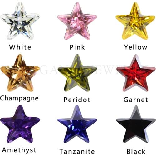 3X3MM~10X10MM Star Shape 5A Quality Various Color Cubic Zirconia Bead Stones Round Cut Loose CZ Synthetic Gems
