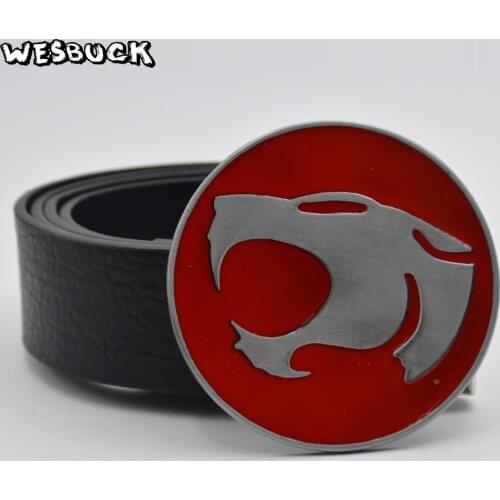 5 PCS MOQ WesBuck Brand New Style Cool 3D Thunder Cat belt buckle For Men Women Jeans accessories Buckle With PU Belt