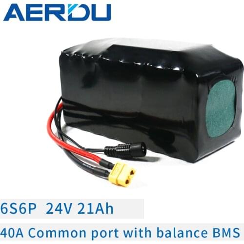 AERDU 6S6P 24V 21Ah 25.2V 18650 lithium battery pack batteries for electric motor bicycle scooter wheelchair cropper with 40ABMS