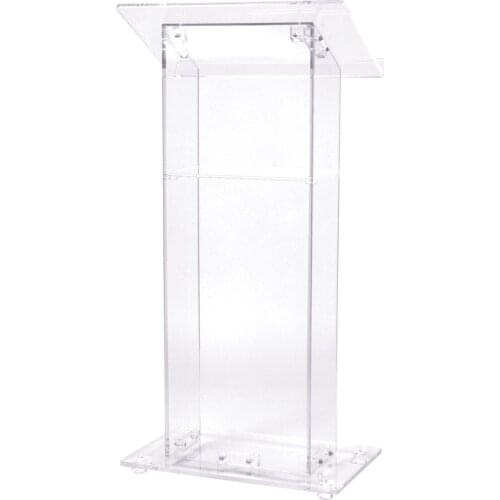 Acrylic Lectern with Shelf, crystal Clear decoration table podium furniture