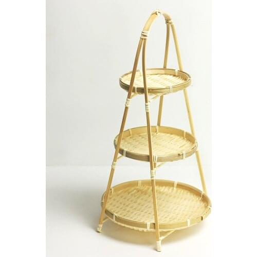 Bamboo Basket Kitchen Storage Tray Handmade Multi-layer Candy Fruit Pastry Bread Basket Platters and Trays Plateau De Service