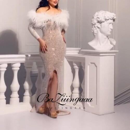 BAZIIINGAAA Luxury Woman Cocktail Dress Beaded Sequins Long Elegant Night Cocktail Party Formal Dresses for Wedding Plus Size