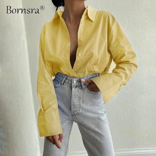 Женские хлопковые рубашки Bornsra China At AliExpress