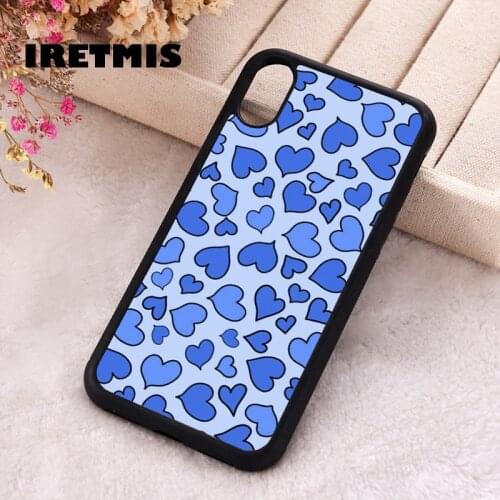 Iretmis 5 5S SE 2020 Phone Cover Case for iPhone 6 6S 7 8 Plus X Xs XR 11 12 Mini Pro Max Silicone TPU Hearts blue pattern