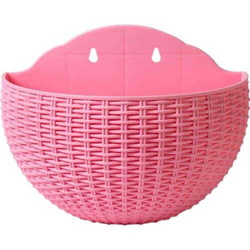 Flower Basket Flowerpot Vase Gift Planters Semicircular Imitation Rattan Home Decoration Hanging Indoor Outdoor Wall Mounted