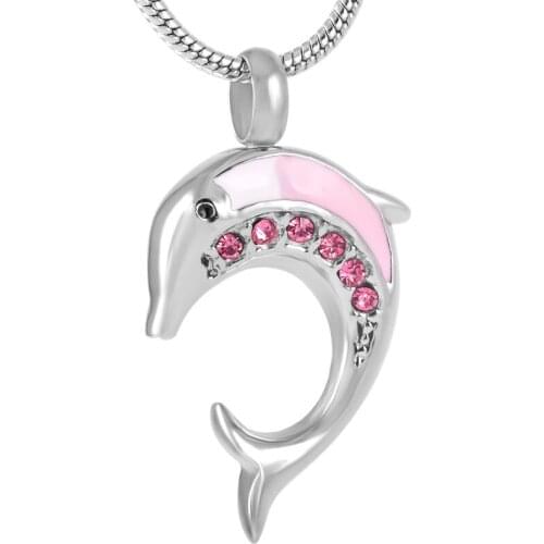 DJX8324 Dolphin Shape Memorial Jewelry 316L Stainless Steel Cremation Urn Pendant For Ashes Holder Funeral Pet Urn Keepsake