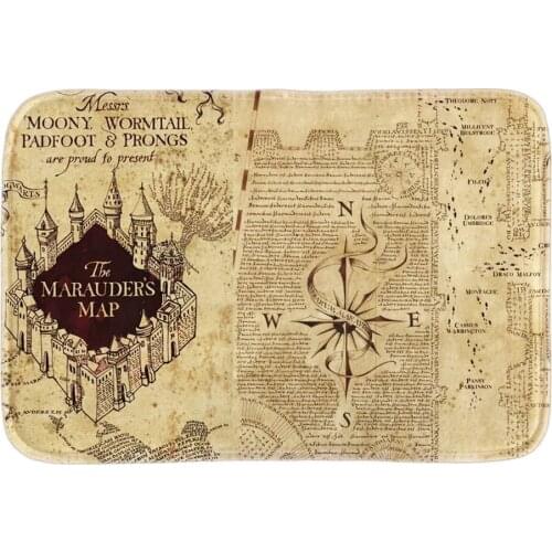 Home Decorative Doormats Vintage The MarauderS Map Soft Lightness Indoor Outdoor Mats Bathroom Short Plush Fabric Floor Mats