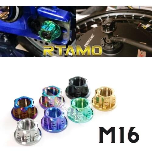 Rtamo Gr5 Titanium Alloy Rear Axle Spindle CNC Nut M16 for Yamaha Nmax/XMAX|Honda Click/PCX |Vespa GTS300