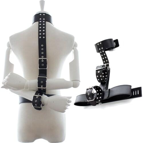 Leather Handcuffs Neck Collar BDSM Bondage Restrain Set Sex Position Aid Tool Fetish Adult Games Torture Gear Couples Cosplay