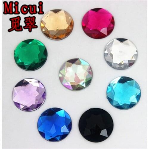 Micui 50pcs 20mm Round Crystals Acrylic Rhinestones Flatback Glue On Gems Strass Crystal Stone Clothes Dress Craft ZZ673