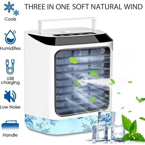 3IN1 Mini Air Conditioner Fan Personal Space Air Cooler Water Cool Portable Air Conditioner Fan Humidifier Home Office Air Cool