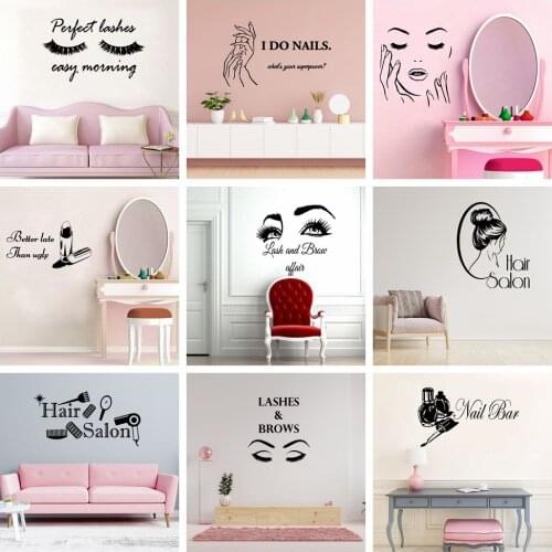 Cartoon Beauty salon Home Decorations Pvc Decal For Home Decor Living Room Bedroom Background Wall Art Decal Drop Shipping