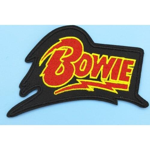 Bowie (Size:10.3x7cm) Punk Rock Music Embroidery Iron on Patch for Apparel Garment Clothing DIY Appliques Decor