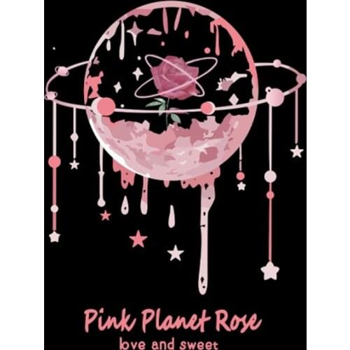 Pink Moon Lette Patches for Clothes Jacker Thermal Stickers for Clothes DIY Heat Transfer Star Space Patches Iron on Transfer